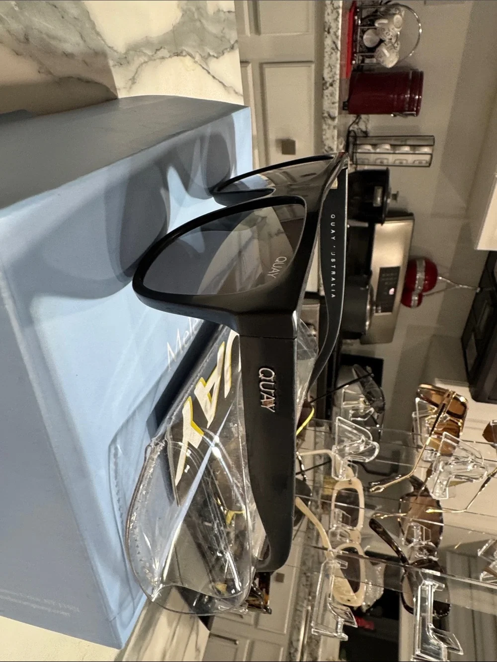 Quay Australia Black Oversized Shield Sunglasses